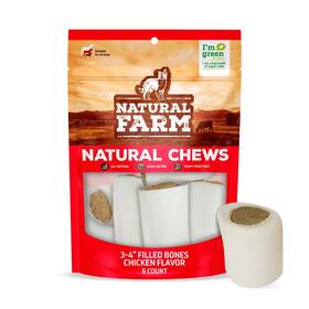 Nf288sbock-406 Natural Farm Chicken Filled Bones 3-4 Inch Stuffed Bone - 6 Pack