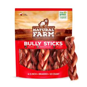 Nf360bbs4510 Natural Farm Odor-free Braided Bully Sticks 4-5 Inch 10 Pack - 100 Grass-fed