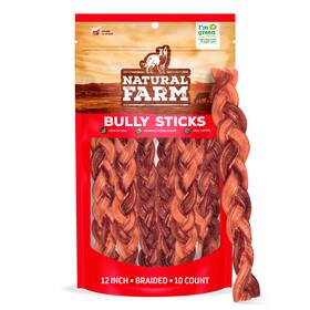 Nf493bb1210 Natural Farm Braided Bully Sticks 12 Inch 10 Pack 100% Grass Fed Beef Odor-free