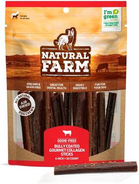 Natural Farm Pet 313024547544 Bully Coated Gourmet Collagen Sticks 4 Inch 10 Pack Real