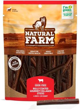 Natural Farm Pet 313107883859 Bully Coated Gourmet Collagen Sticks 4 Inch 25 Pack Real