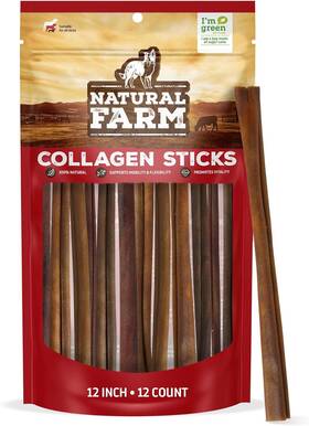 Natural Farm Pet 744110405163 Odor-free Collagen Chews 12-inch 12-pack Long Lasting Bully St