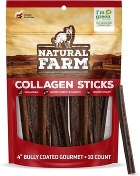 Natural Farm Pet 744759359544 Bully Coated Gourmet Collagen Sticks 4 Inch 10 Pack Real