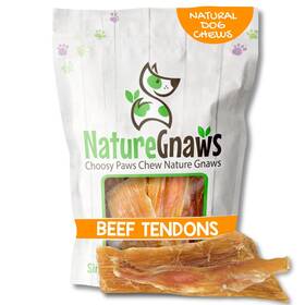 Nature Gnaws 850014204600 Beef Tendons For Dogs 8oz - Mixed Thickness Long Lasting