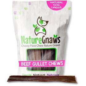 Nature Gnaws 850014204891 Beef Gullet Chews For Large Dogs 9-10 Inch 10 Count - Natural Jerky Stick
