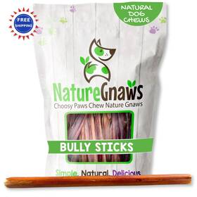 Nature Gnaws 855357007208 Bully Sticks For Dogs 11-12 10 Count Thick Long Lasting Aggressive Chewers Large