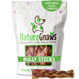 Nature Gnaws 857270008034 Braided Bully Sticks For Dogs 5-6 Inch 3 Count - Long Lasting