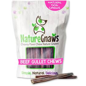 Nature Gnaws 857270008836 Beef Gullet Sticks For Dogs 5-6 Inch 30 Count - Natural Jerky Stick Dog Ch