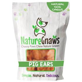 Pigears8ct Nature Gnaws Pig Ears For Dogs 8 Count - Thick Long Lasting Aggressive Chewers And L