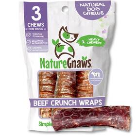 Pr00474 Nature Gnaws Beef Trachea Crunch Wraps For Dogs 3 Count - Long Lasting Natu