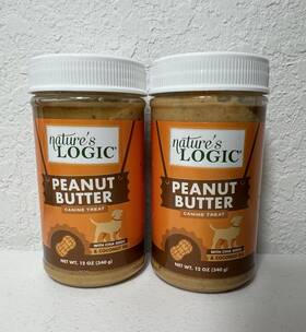 Natures Logic 856243006473 Lot Of 2- Natural Dog Peanut Butter Treat 12 Oz Jars