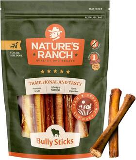 Natures Ranch 313112473427 Low-odor Bully Sticks 5-6 Inch 10 Count Dental Health Chews For