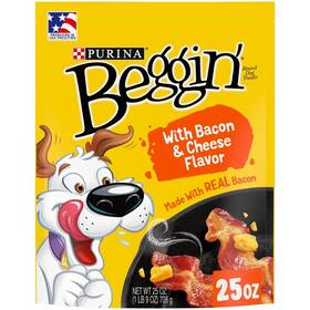Nestl Purina Petcare Company 313107521553 Begginft Strips Dog Treats Bacon And Cheese Flavors Tender Chews 25 Oz Pouch 02/06
