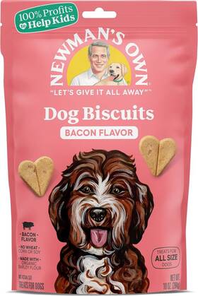 Newman S Own 757645613552 Newmans Bacon Flavor Dog Biscuits Treats - 10oz