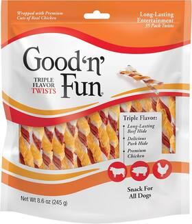 P-92240 Nobrand Triple Flavored Rawhide Twists For Dogs 35 Count