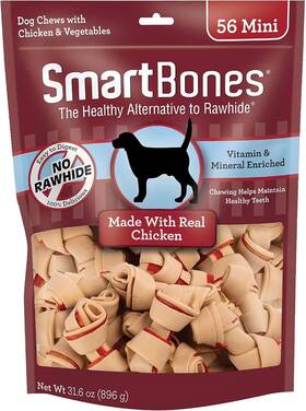 Sbc-00458kh Nobrand Mini Bones With Real Chicken 56 Count Rawhide-free Chews For Dogs