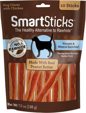 Sbpb-00237na-10 Nobrand With Real Peanut Butter Rawhide-free Chews For Dogs 10 Count