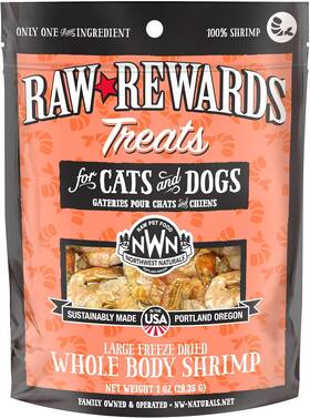 Northwest Naturals 087316386189 Raw Rewards Freeze-dried Shrimp Treats For Dogs And Cats - Bi