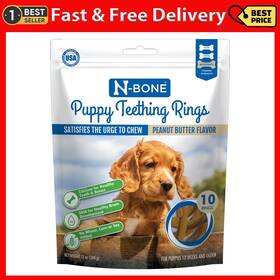 Npic 445008762711 N-bone Puppy Teething Rings Peanut Butter Flavor 10 Dried Chew Treats 12 Oz