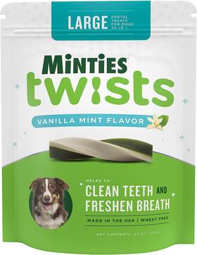 92000024124 Npic Minties Dental Twists For Dogs Vet-recommended Vanilla-flavored Chews Fo