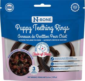 Npic - The Makers Of N-bone & Get Naked 657546803055 Puppy Teething Rings Taste Texas Burnt Ends 3pk