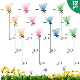 Nsioutlet 616361648821 12x Fake 3d Dragonfly Clips Outdoor Garden Decor Waterproof Plant Yard Ornament
