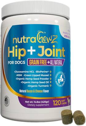 Nutrachewz Llc 445050074060 Grain Free Hip And Joint Supplement For Dogs With Organic Hemp Oil Glucosamine Ch