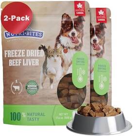 Nutri Bites 629013002483 Freeze Dried Beef Liver Dog Food 2-pack 28 Oz Total Weight