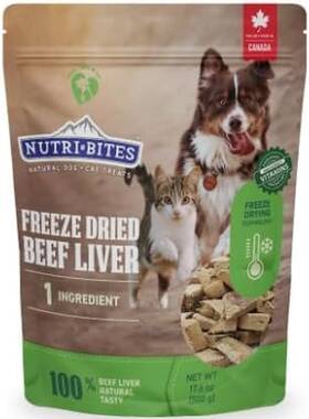 Nutri-bites 705353457692 Freeze Dried Beef Liver Dog Treats 17.6 Oz