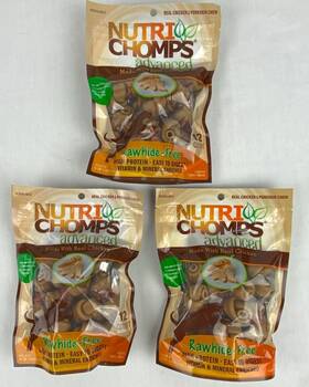 Nutri Chomps 015958989031 Advanced 12 Ct X 3 36 Dog Chews 8.4 Oz Chicken Porkskin 05/26 B75