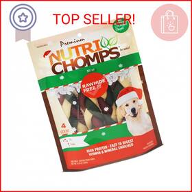 Nutri Chomps 015958992130 Nutrichomps Dog Chews 6 Inch Braids Mint Flavor 4 Count Easy To Digest Rawh
