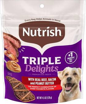 82864 Nutrish Triple Delights Premium Dog Treats With Real 4.5 Ounce Pack Of 5