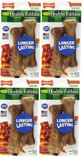 Nylabone 018214813149 Healthy Edibles Dog Chew Flavored Treat Bones Petite - Bacon 8