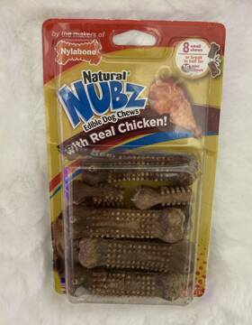 Nylabone 018214834304 Nubz Natural Edible Real Chicken Dog Chews 8 Small Or 16 Mini 3/29/26.new