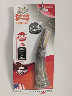 Nylabone 018214836124 Antler Alternative Dog Toy Big Venison Flavor Large Extreme Chewing
