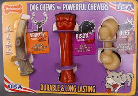 Nylabone 018214839460 Dog Chews For Powerful Chewers - 3 Variety Pack