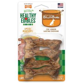 Nylabone 018214846970 Healthy Edibles Natural Dog Chews Long Lasting Ham Flavor Treats For Dogs Sm