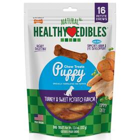 Nylabone 018214851400 Healthy Edibles Natural Puppy Chews Long Lasting Turkey And Sweet Potato Flavor