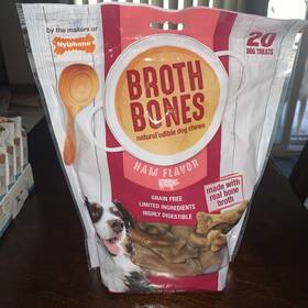 Nylabone 018214852360 New Broth Bones For Small Dogs 20 Count Ham Flavor