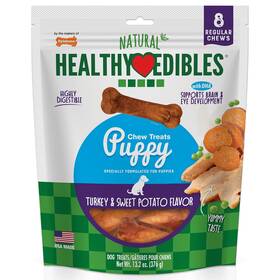 Nylabone 018214852964 Healthy Edibles Natural Puppy Chews Long Lasting Turkey And Sweet Potato Flavor