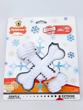 Nylabone 018214853442 Comfort Hold X Bone Power Chew Toy For Dogs Large Vanilla Extreme White