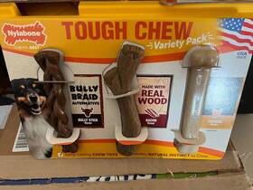 Nylabone 018214853619 Tough Chew Variety Pack Bones Dog Toys 3 Piece Set