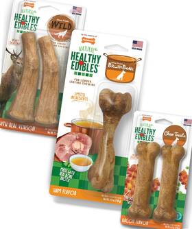 Nylabone 018214855606 Healthy Edibles Natural Dog Chews Long Lasting Ham Bacon And Venison Flavor T