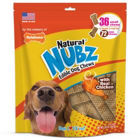 Nylabone 018214855828 Nubz Chicken Dog Chew Treats Small/regular - Up To 30 Ibs. 36 Count