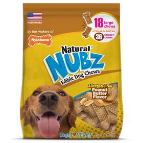 Nylabone 018214855859 Nubz Natural Edible Chew Treats For Dogs Long Lasting Chews Made In Usa Pea