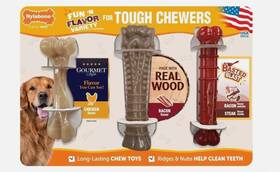 Nylabone 018214855873 Tough Dog Chew Fun Ftn Flavor Variety Pack 3-count For Chewers