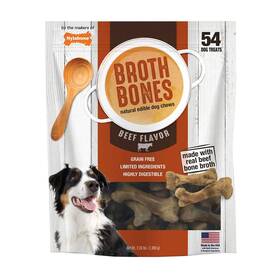 1368048 Nylabone Beef Broth Bones Dog Treats Net 54count 2.38 Lb