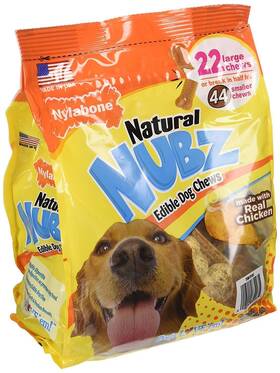 3461623 Nylabone Pack Of 2 Natural Nubz Edible Dog Chews 22ct. 2.6lb/bag -total 5.2lb