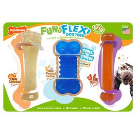 4000414184 Nylabone Fun And Flexi Dog Chew Toys 3-pack Gummy Texture Freezable