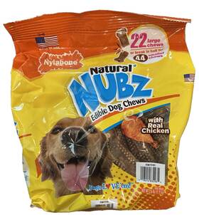 Chews-bb1 Nylabone 921485 Natural Nubz Edible Dog Treats 2.6lb Real Chicken 22 Large Chews-bb1/28